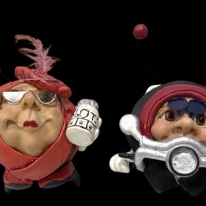 Set of 2 Jitterbug Ornaments Motorcycle Bug-Vonn & Casino Bug -Jeanette Collecti